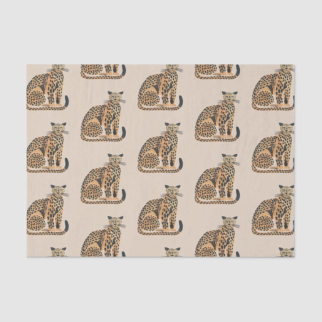 Creme Gold Leopard Tier Geburtstag Seidenpapier (Vorderseite)