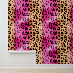 Creme Gold Pink Leopard Tapete