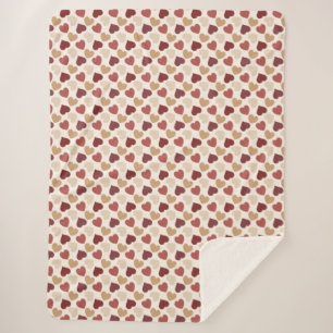 Creme Gold Rote Herzen Liebe Sherpadecke