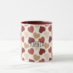 Creme Gold Rote Herzen Tasse