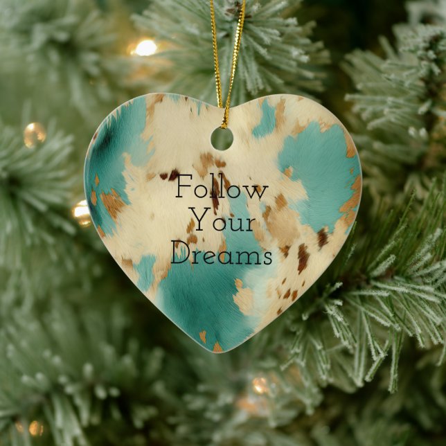 Creme Gold Türkis Cowhide Keramik Ornament (Baum)