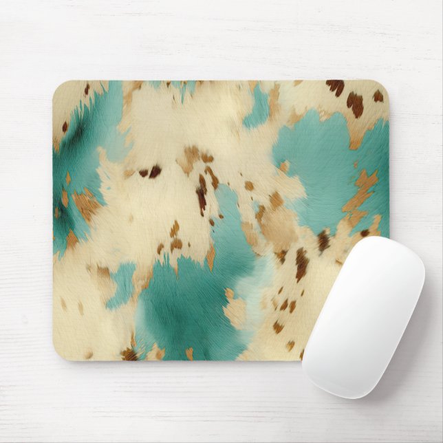 Creme Gold Türkis Cowhide Mousepad (Mit Mouse)