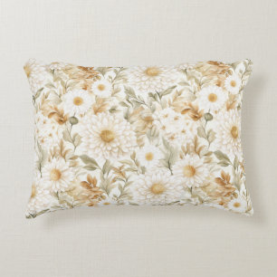 Creme Gold Weiß Landblumen Dekokissen