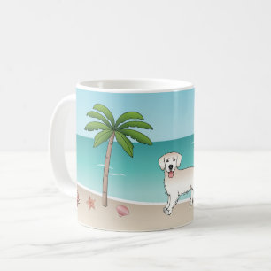 Creme Golden Retriever an einem tropischen Sommers Kaffeetasse