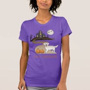 Creme Golden Retriever und Halloween Spuk Haus T-Shirt