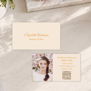 Creme-goldenes Foto-QR-Code Visitenkarte