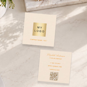 Creme-goldenes Logo QR-Code Quadratische Visitenkarte