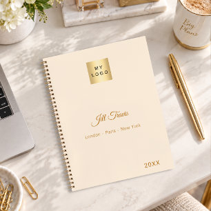 Creme-goldenes modernes minimalistisches Luxusgesc Notizbuch