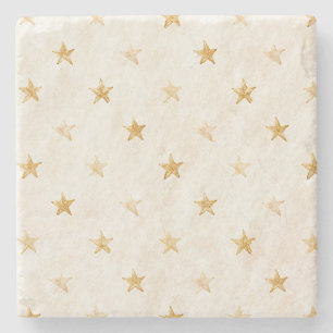 Creme Goldsterne Steinuntersetzer