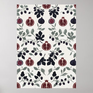 Creme Granatapfel Feige Brombeere Folk Poster