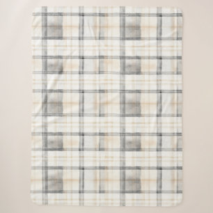 Creme Grau Gelb Kariert Gestreift Sherpadecke