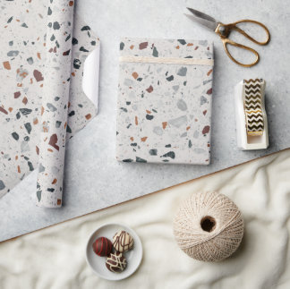 Creme Gray Moderne Terrazzo Texturmuster Geschenkpapier