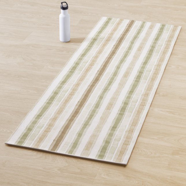Creme Grün Braun Streifen  Yogamatte (Beispiel)