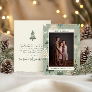 Creme Hand bemalt Weihnachtsbaumen und Foto Feiertagskarte