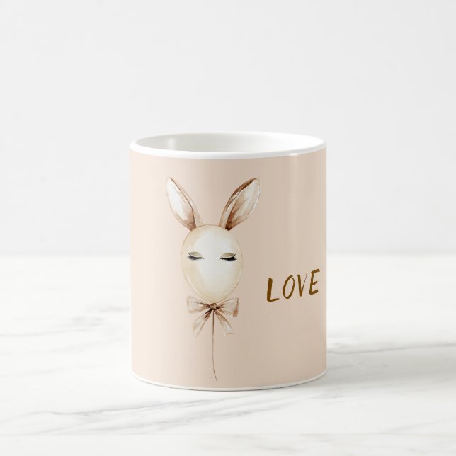 Creme-Hasenohren-Ballon Kaffeetasse (Mittel)