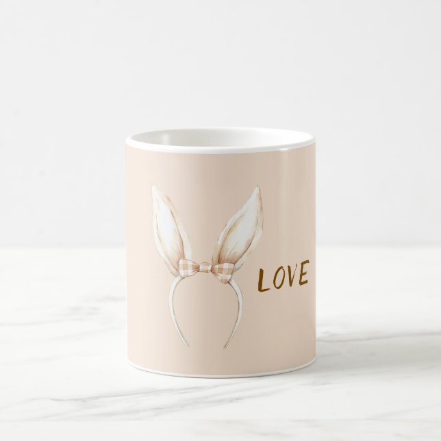 Creme-Hasenohren-Schleife Kaffeetasse (Mittel)