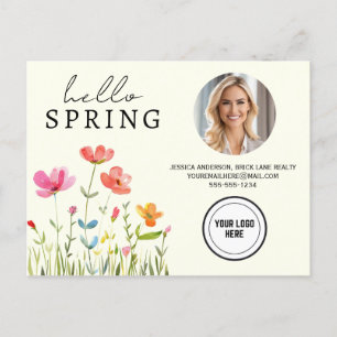 Creme Hello Spring Real Anwesen Beruflich Postkarte
