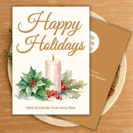 Creme Holiday Card | Benutzerdefinierte Logos und Feiertagskarte