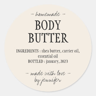 Creme Homemade Body Butter Runder Aufkleber