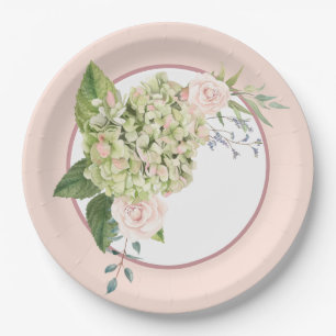 Creme Hydrangea und Rose Pappteller