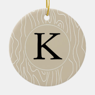 Creme-Imitat Holzmonogramm Keramik Ornament