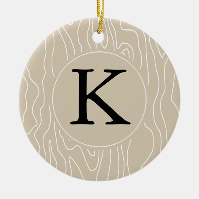 Creme-Imitat Holzmonogramm Keramik Ornament (Vorne)