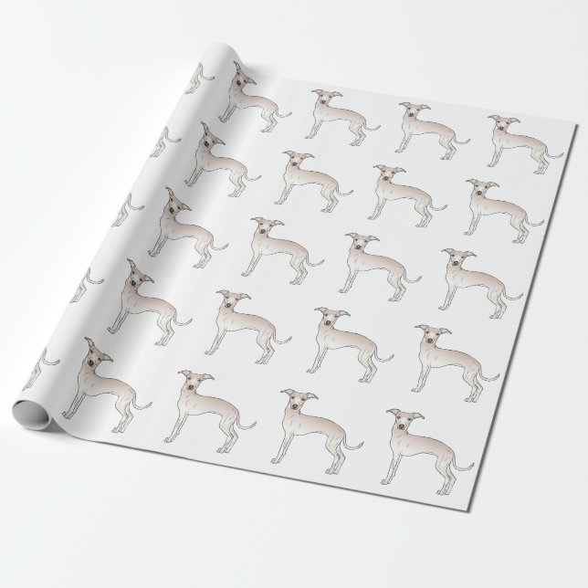 Creme Italian Greyhound Niedlich Cartoon Dog Muste Geschenkpapier (Ungerollt)