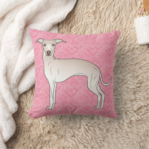Creme Italienischer Windhund Süßer Hund Auf Rosa H Kissen