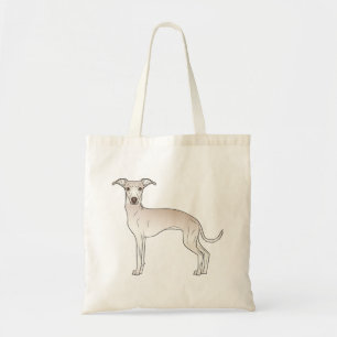Creme-Italienisches-Windhund-Comic-Hunde-Illustrat Tragetasche