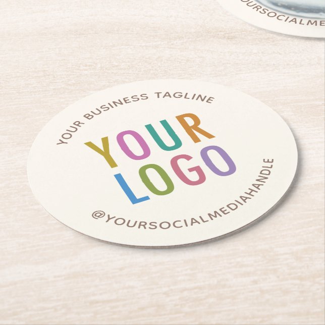 Creme Ivory Ecru Paper Untersetzer - Runde des Log (Angewinkelt)