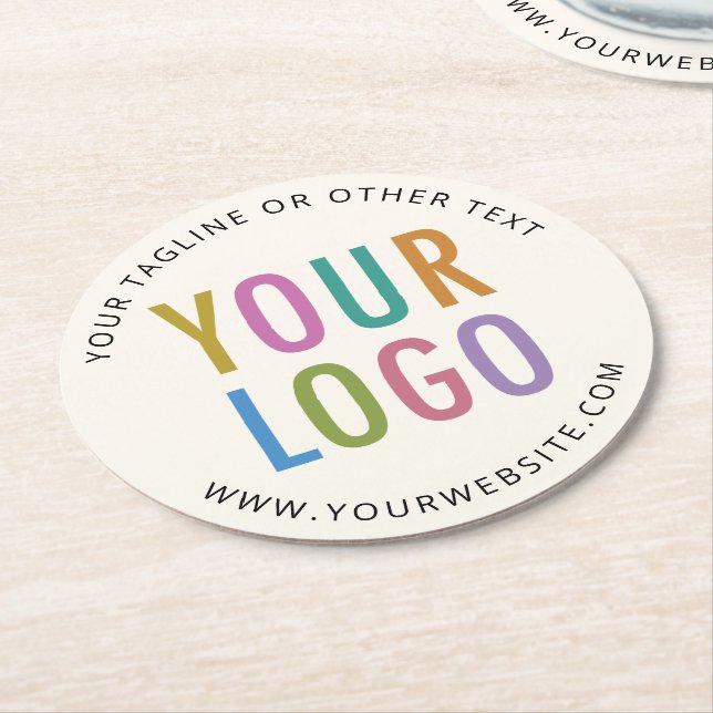 Creme Ivory Ecru Paper Untersetzer - Runde des Log (Angewinkelt)