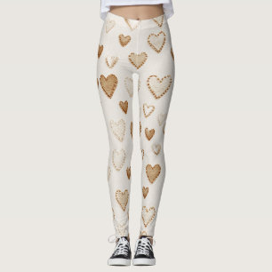 Creme-Kakao-Braune-Herzen Leggings