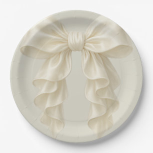 Creme-Kaskaden-Rüschen-Schleife-Elegant Pappteller