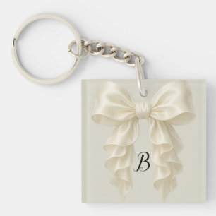 Creme-Kaskaden-Rüschen-Schleife-Elegant Schlüsselanhänger