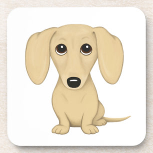 Creme Kurze Dackel Niedlich Cartoon Hund Getränkeuntersetzer