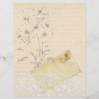 Creme & Lace Floral Scrapbook Paper
