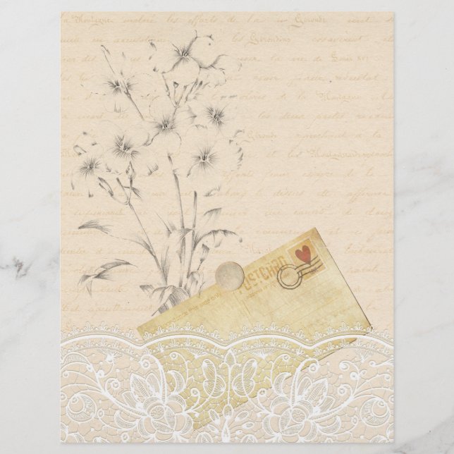 Creme & Lace Floral Scrapbook Paper (Vorderseite)