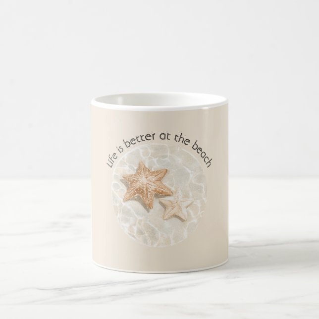 Creme Leben ist besser am Strand Seestern Kaffeetasse (Mittel)