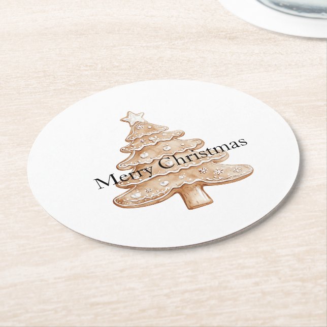 Creme-Lebkuchen-Weihnachtsbaum Runder Pappuntersetzer (Angewinkelt)
