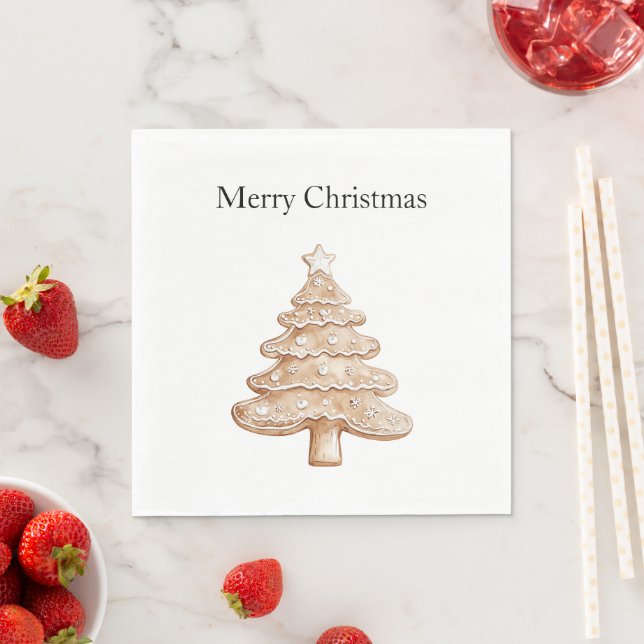 Creme-Lebkuchen-Weihnachtsbaum Serviette (Beispiel)