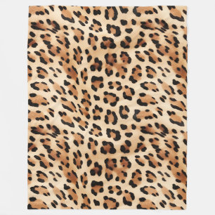 Creme Leopard Animal Print Fleecedecke
