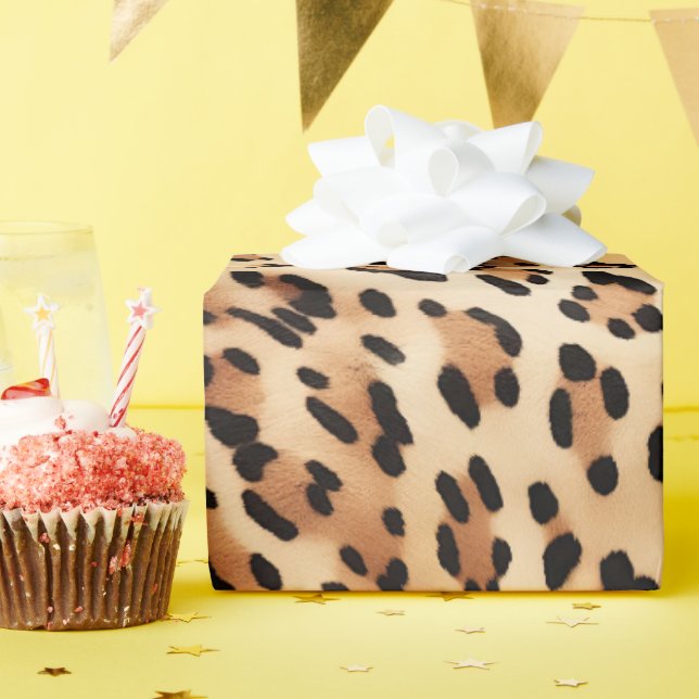 Creme Leopard Animal Print Geschenkpapier (Geburtstagsparty)