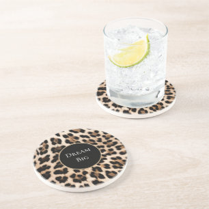 Creme Leopard Getränkeuntersetzer
