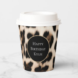 Creme Leopard Glitzer Frame Pappbecher