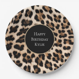 Creme Leopard Glitzer Frame Pappteller