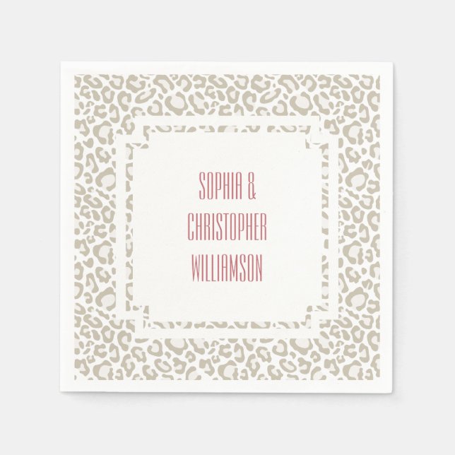 Creme Leopard Print Serviette (Vorderseite)