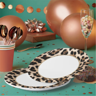 Creme Leopard Tier Gold Glitter Geburtstag Pappteller