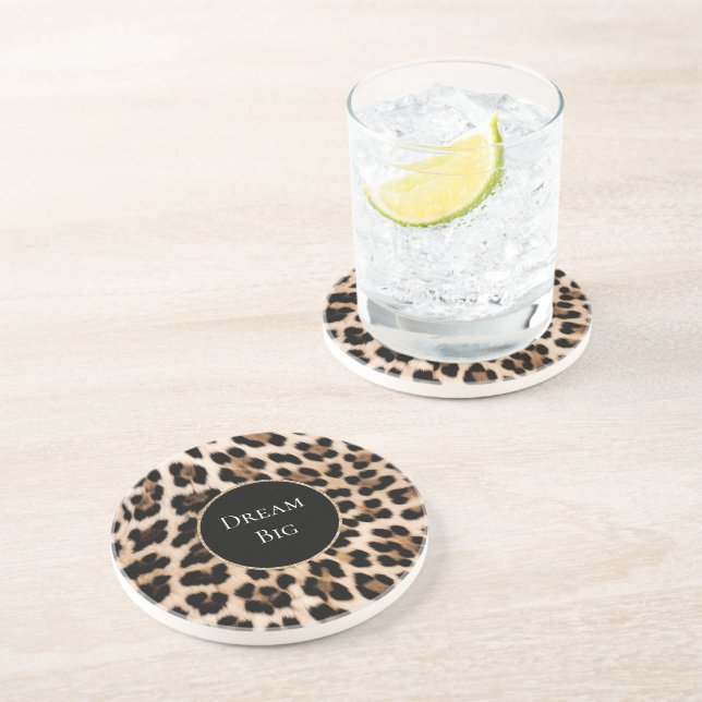 Creme-Leoparden-Tier-Geburtstag Getränkeuntersetzer (Seite)