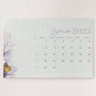 Creme Lila ästhetische Aquarell 2025 Puzzle