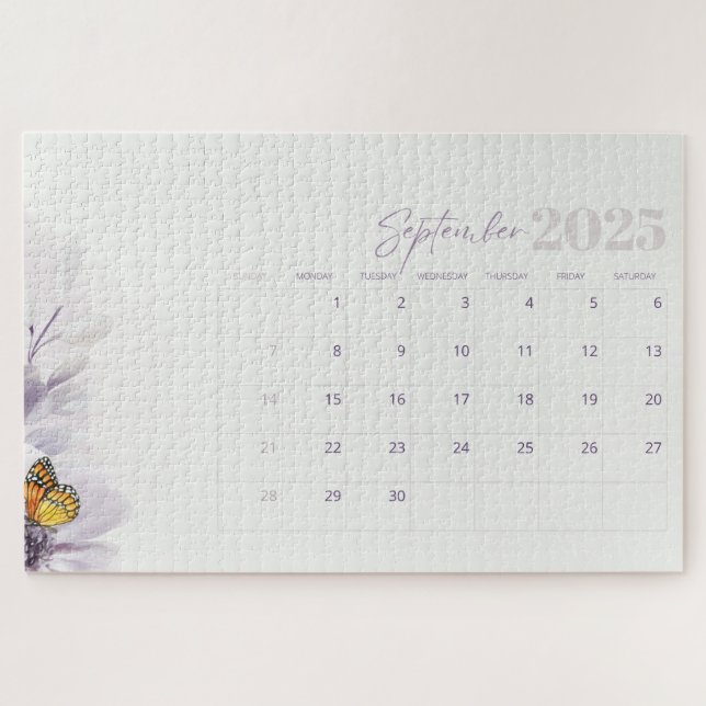 Creme Lila ästhetische Aquarell 2025 Puzzle (Horizontal)